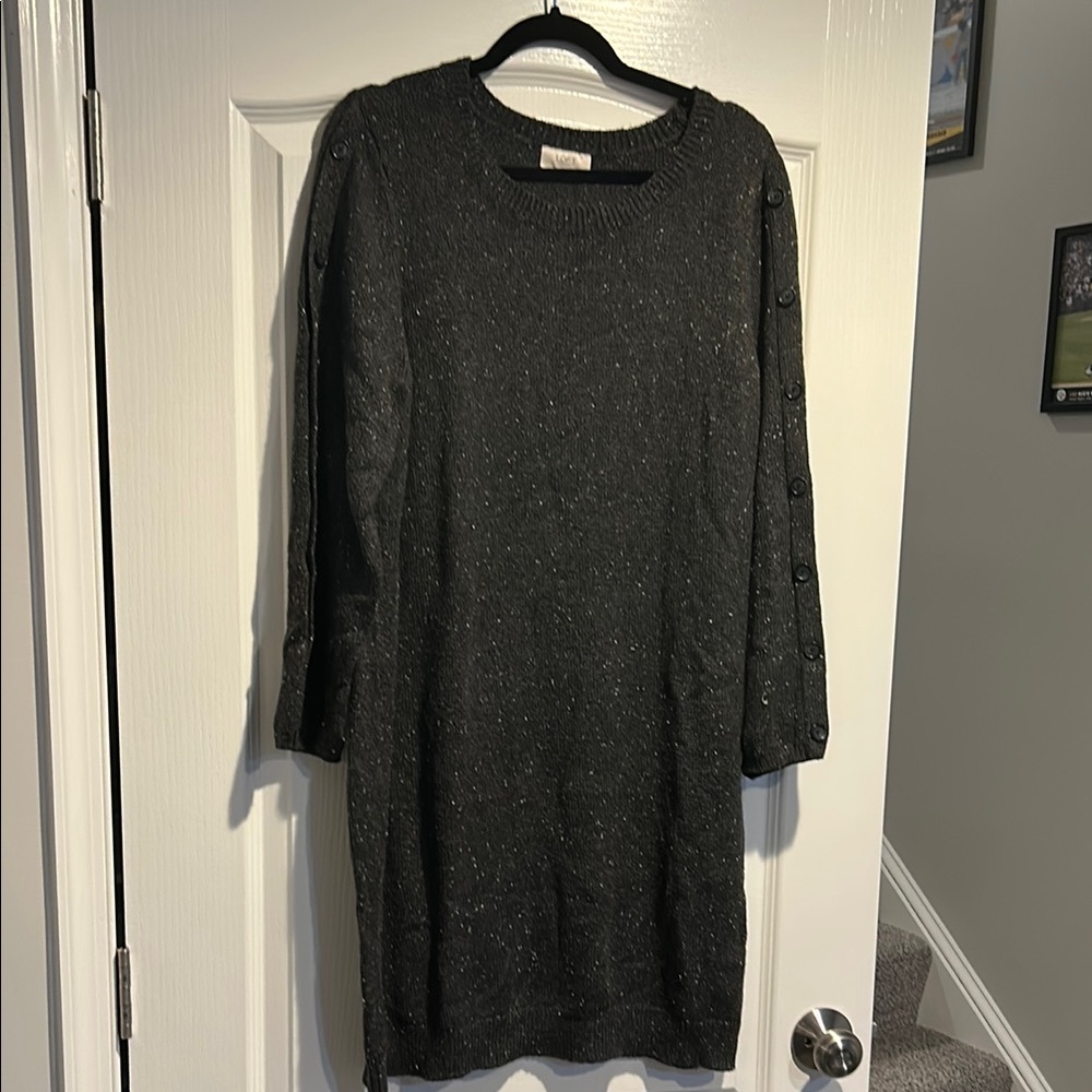 LOFT Gray Dolman Sleeve Sweater Dress